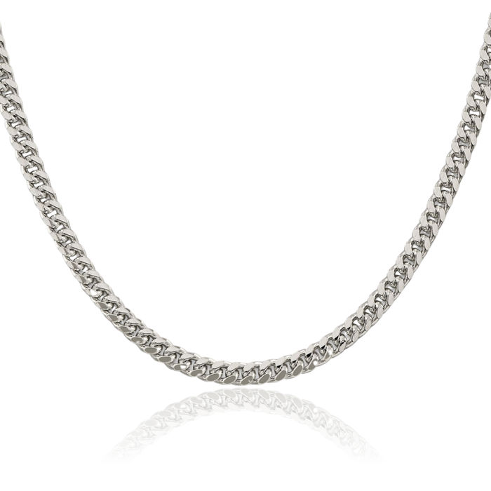 925 Sterling Silver 5mm Side Curb Link Chain Necklace