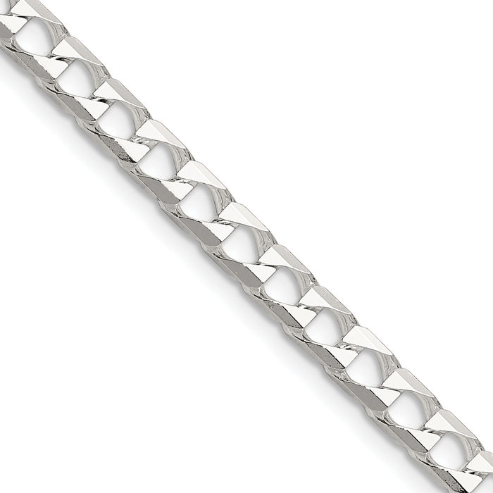 925 Sterling Silver 5mm Square Curb Link Chain Necklace