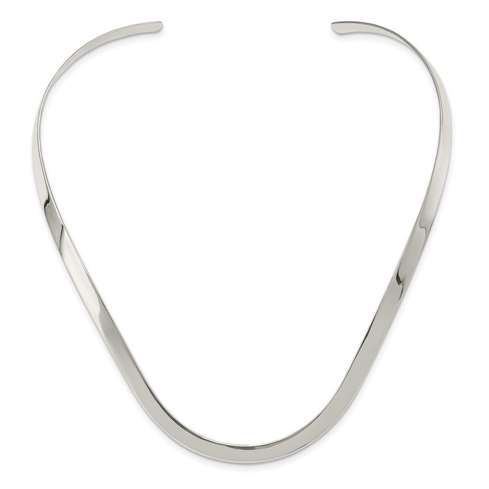 925 Sterling Silver 5mm Neck Collar Neckwire Chain Cuff Choker Necklace