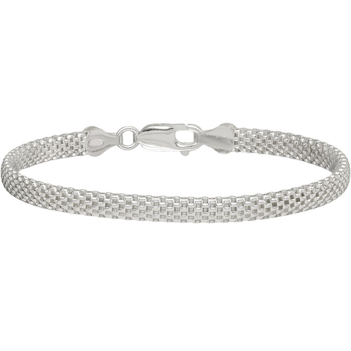 925 Sterling Silver 5mm Popcorn Mesh Chain Bracelet