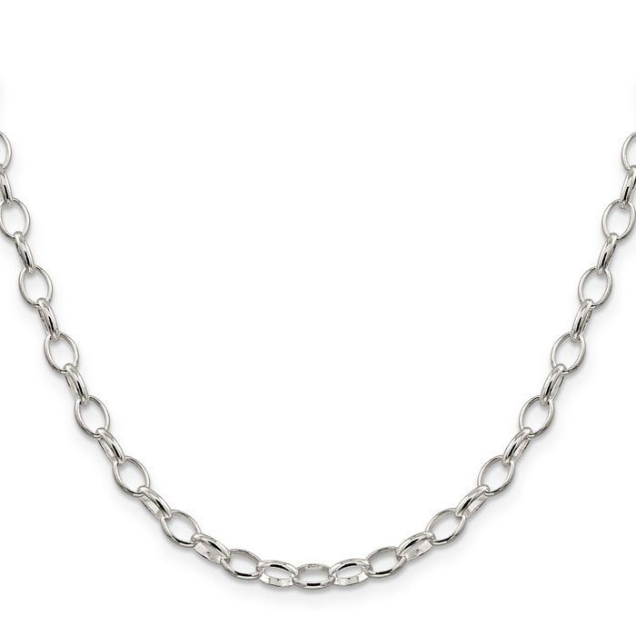 925 Sterling Silver 5mm Cable Rolo Link Chain Belcher Necklace