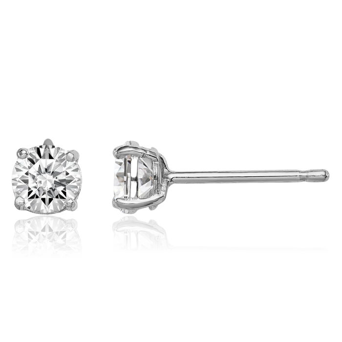 925 Sterling Silver 5mm Round Cubic Zirconia CZ Stud Earrings