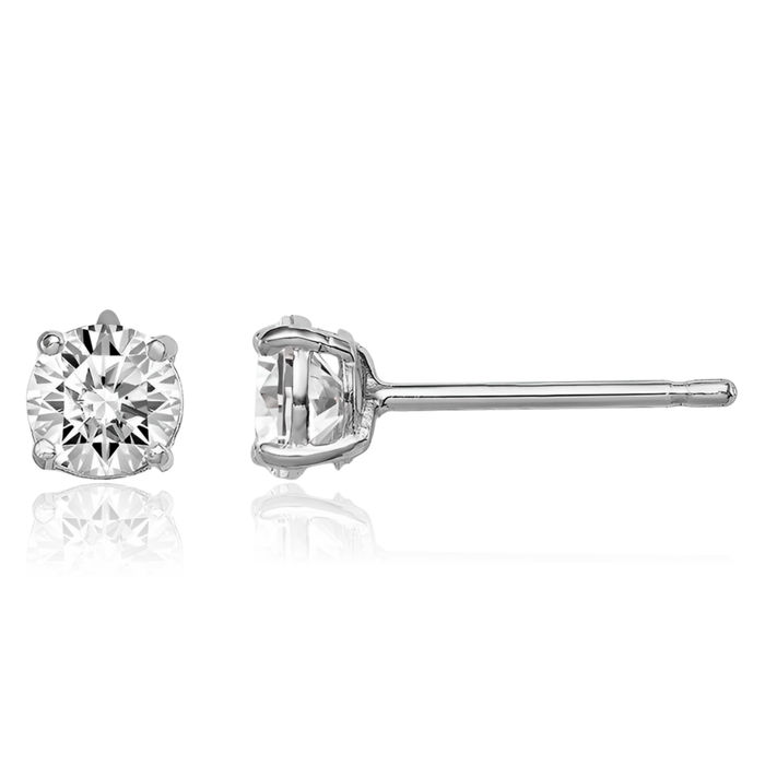 925 Sterling Silver 5mm Round Cubic Zirconia CZ Stud Earrings