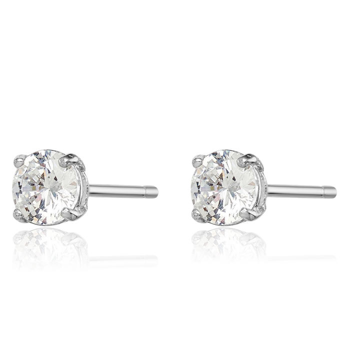 925 Sterling Silver 5mm Round Cubic Zirconia CZ Stud Earrings