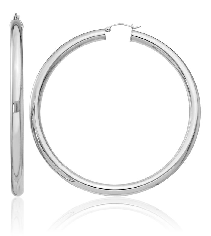925 Sterling Silver 5mm Round Extra Large Hoop Earrings