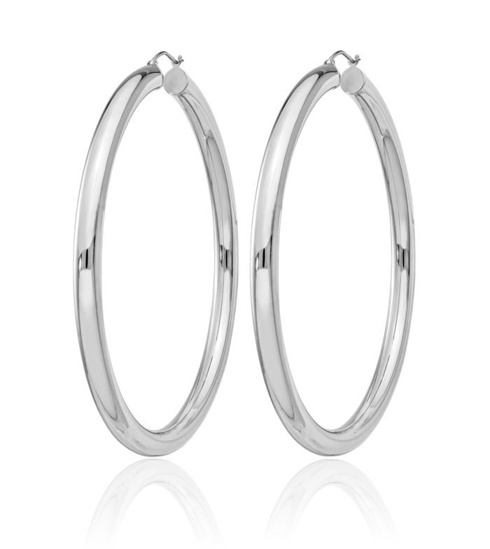 925 Sterling Silver 5mm Round Extra Large Hoop Earrings