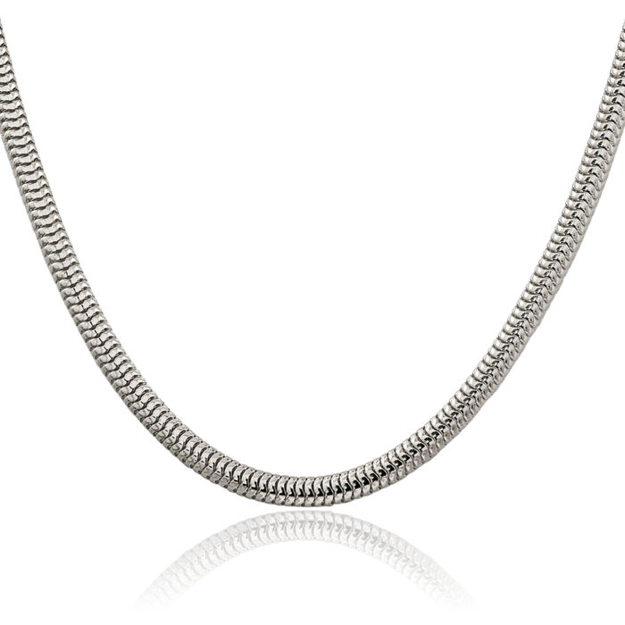 925 Sterling Silver 5mm Round Cubetto Omega Snake Chain Herringbone Necklace