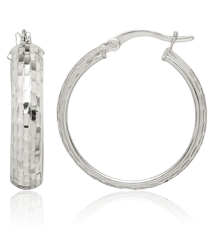 925 Sterling Silver 5mm Round Medium Hoop Earrings