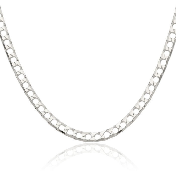 925 Sterling Silver 5mm Square Curb Link Chain Necklace