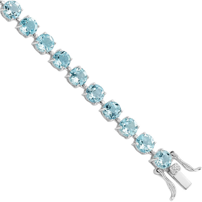 925 Sterling Silver 5mm Swiss Blue Topaz Chain Gemstone Tennis Bracelet