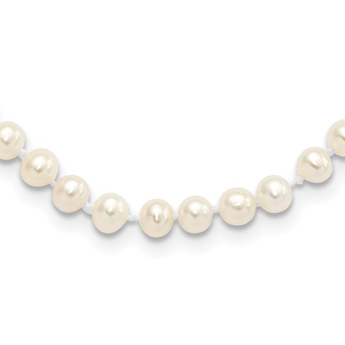 925 Sterling Silver 4mm White Near Round Freshwater Cultured Pearl Necklace Chain