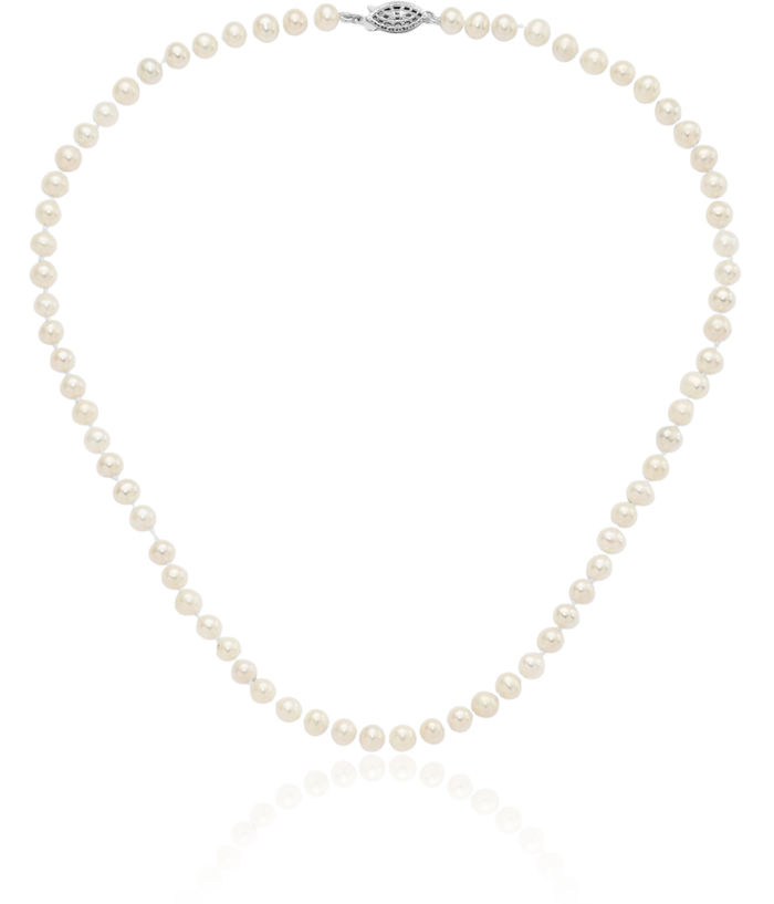 925 Sterling Silver 5mm White Near Round Freshwater Cultured Pearl Necklace Chain