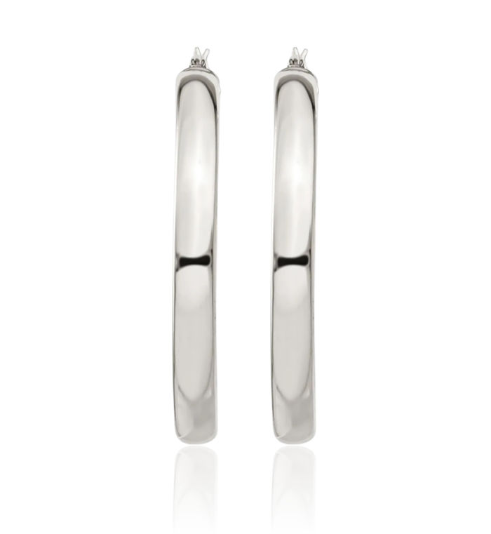 925 Sterling Silver 5x40mm Round Large Hoop Earrings