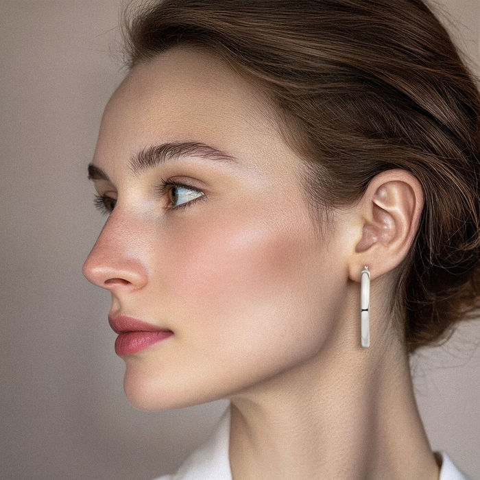 925 Sterling Silver 5x40mm Round Large Hoop Earrings