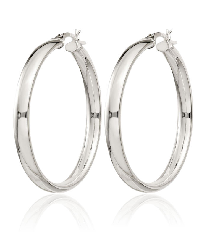 925 Sterling Silver 5x40mm Round Large Hoop Earrings