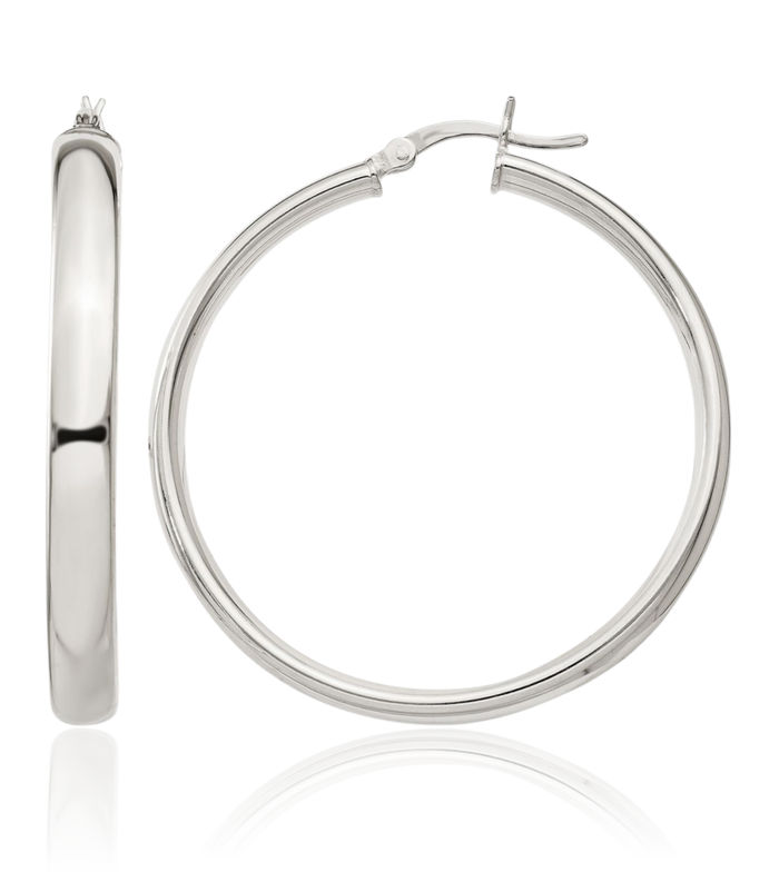 925 Sterling Silver 5x40mm Round Large Hoop Earrings