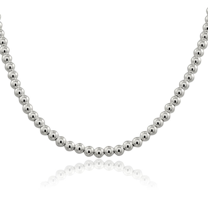 925 Sterling Silver 6.1mm Beads Box Link Chain Necklace