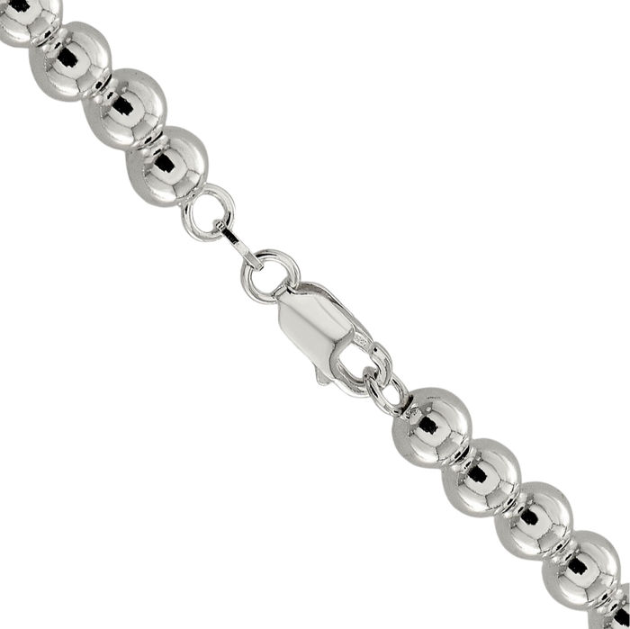 925 Sterling Silver 6.1mm Beads Box Link Chain Necklace