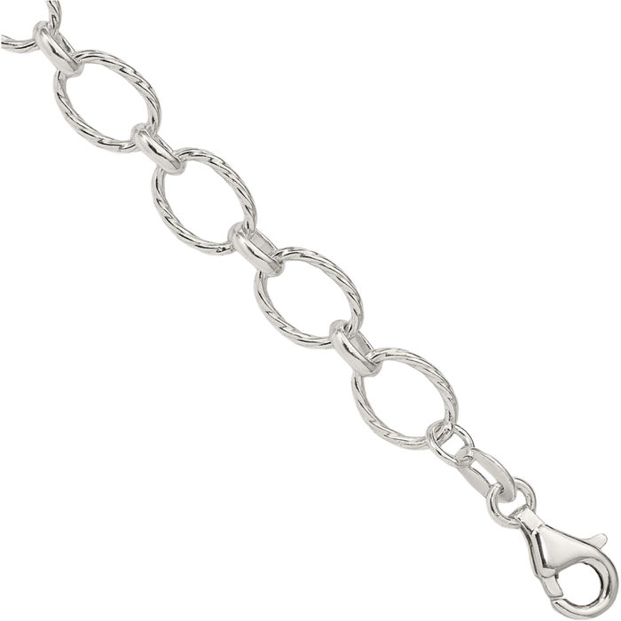 925 Sterling Silver 6.1mm Cable Rolo Link Chain Bracelet