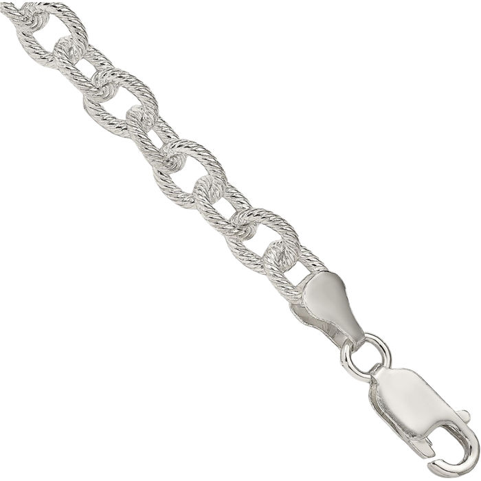 925 Sterling Silver 6.25mm Cable Rolo Link Chain Bracelet