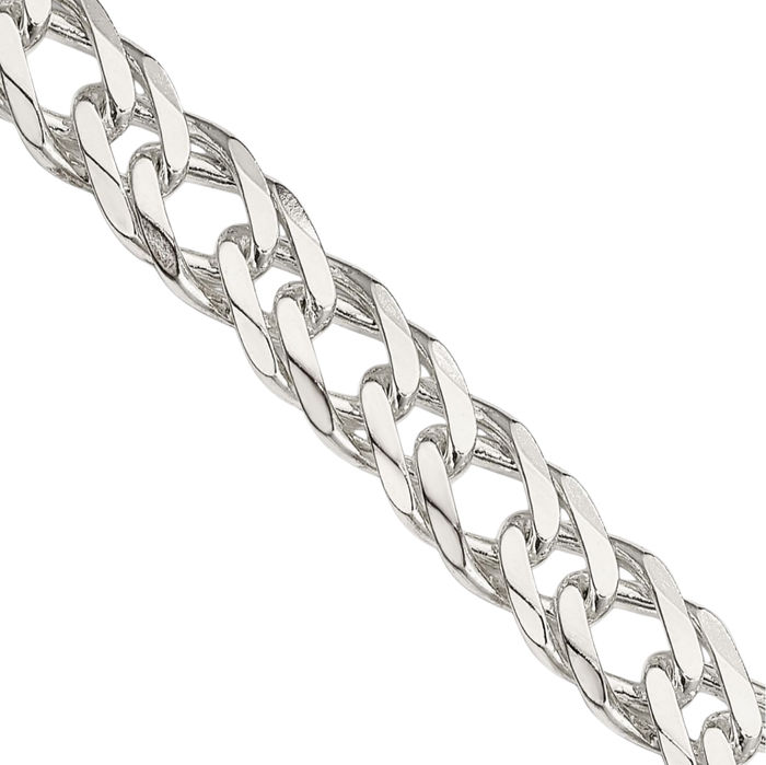 925 Sterling Silver 6.25mm 6 Side Double Curb Link Chain Necklace