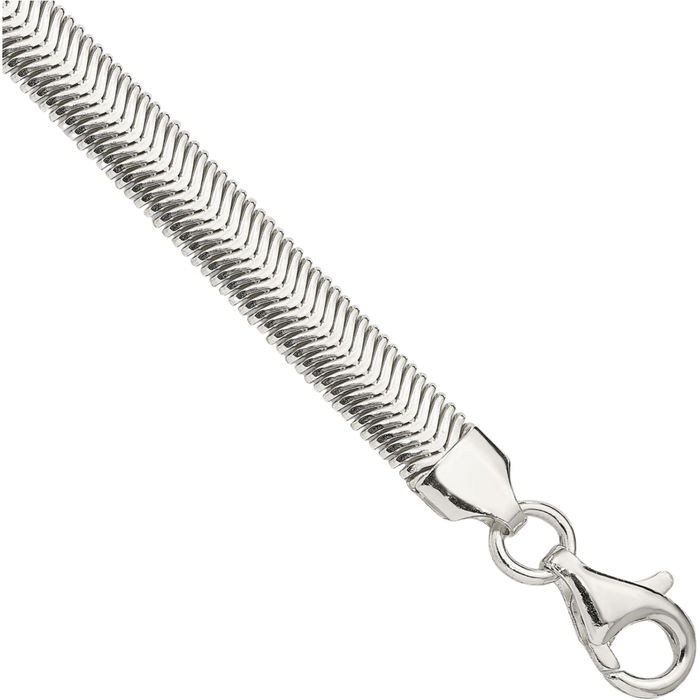 925 Sterling Silver 6.25mm Oval Cubetto Omega Snake Chain Bracelet