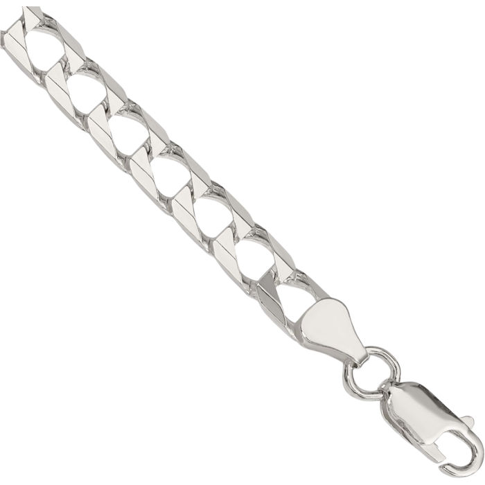 925 Sterling Silver 6.25mm Square Curb Link Chain Bracelet