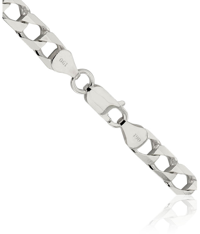 925 Sterling Silver 6.25mm Square Curb Link Chain Necklace