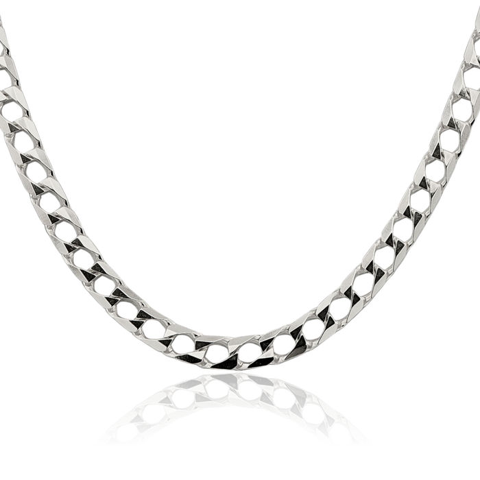 925 Sterling Silver 6.25mm Square Curb Link Chain Necklace