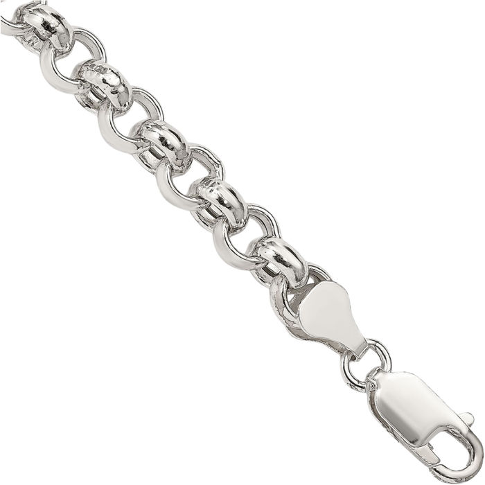 925 Sterling Silver 6.5mm Cable Rolo Link Chain Bracelet