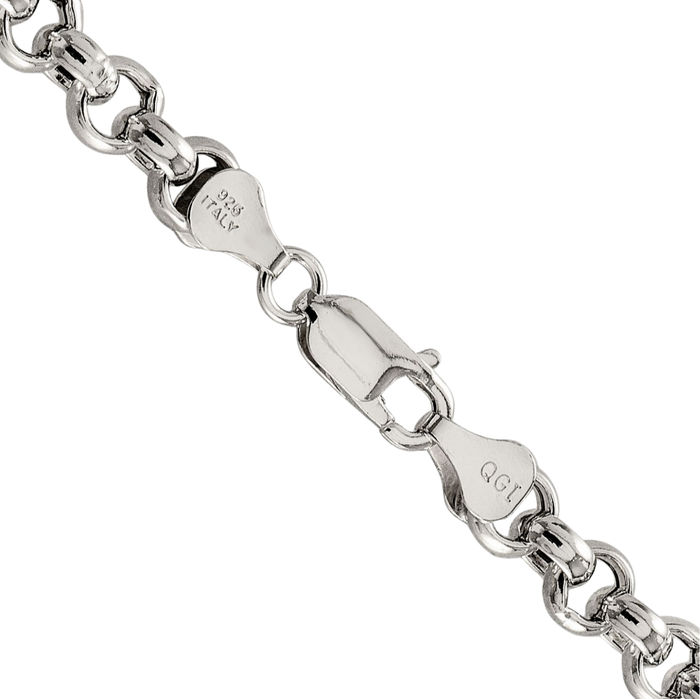 925 Sterling Silver 6.5mm Cable Rolo Link Chain Belcher Necklace