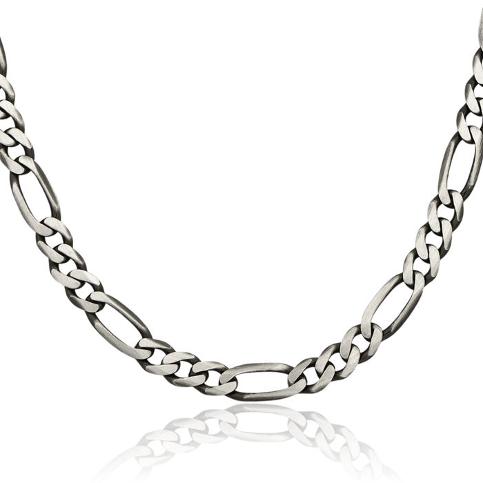 925 Sterling Silver Vintage 6.5mm Figaro Link Chain Necklace