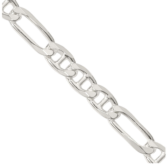 925 Sterling Silver 6.5mm Figaro Link Anchor Mariner Chain Necklace