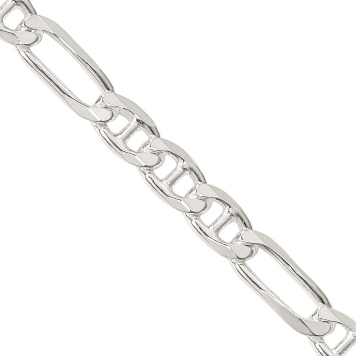 925 Sterling Silver 6.5mm Figaro Link Anchor Mariner Chain Necklace