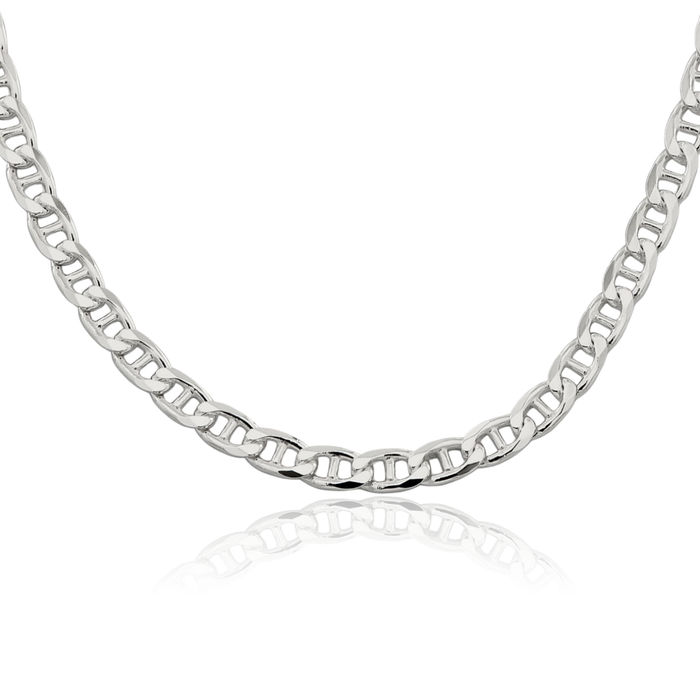 925 Sterling Silver 6.5mm Anchor Mariner Curb Link Chain Necklace