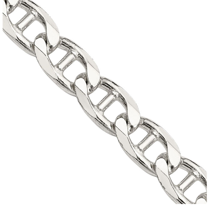 925 Sterling Silver 6.5mm Anchor Mariner Curb Link Chain Necklace