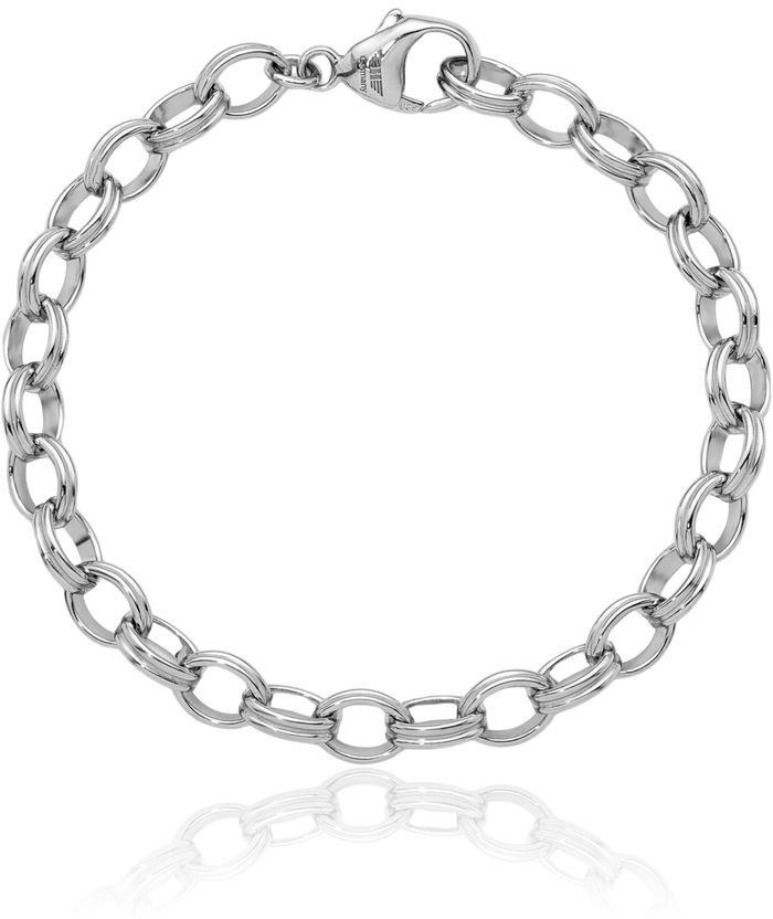 925 Sterling Silver 6.5mm Oval Cable Rolo Link Chain Bracelet