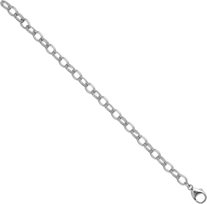 925 Sterling Silver 6.5mm Oval Cable Rolo Link Chain Bracelet