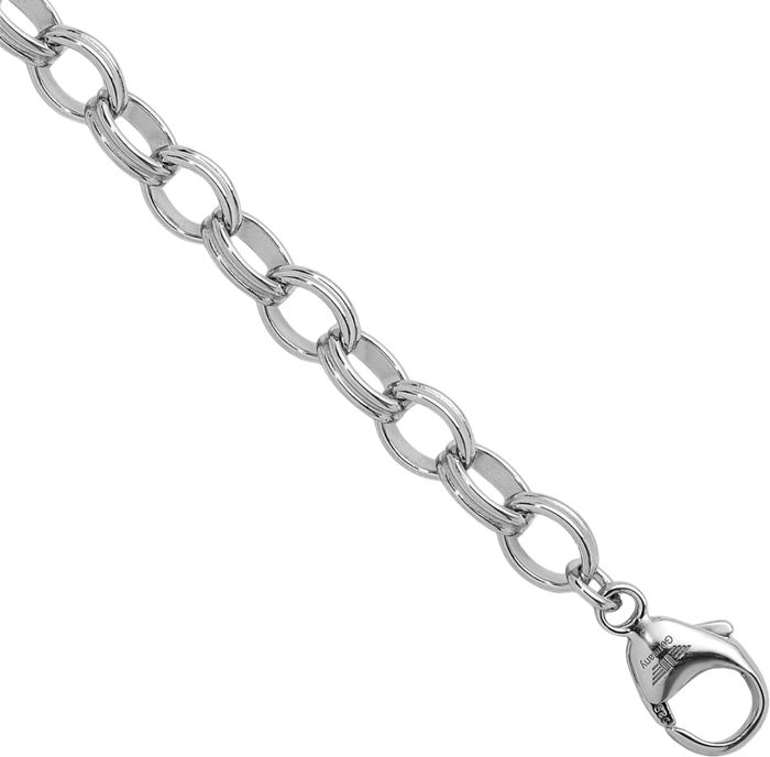 925 Sterling Silver 6.5mm Oval Cable Rolo Link Chain Bracelet