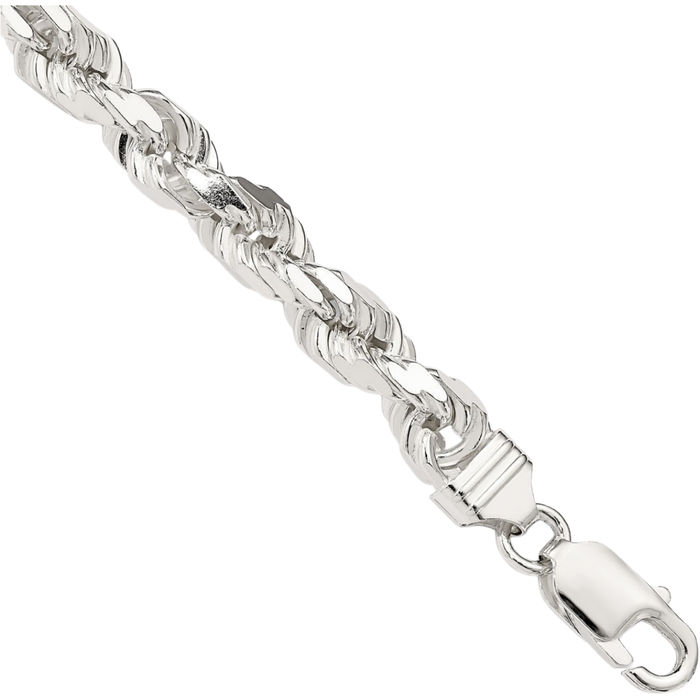 925 Sterling Silver 6.5mm 8 Rope Chain Bracelet