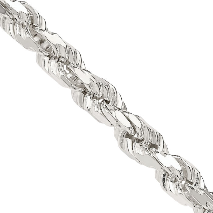 925 Sterling Silver 6.5mm Rope Chain Twisted Link Necklace