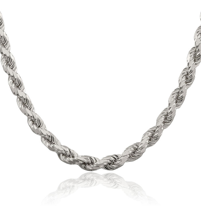 925 Sterling Silver 6.5mm Rope Chain Twisted Link Necklace