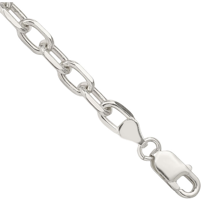 925 Sterling Silver 6.65mm Long Cable Rolo Link Chain Bracelet