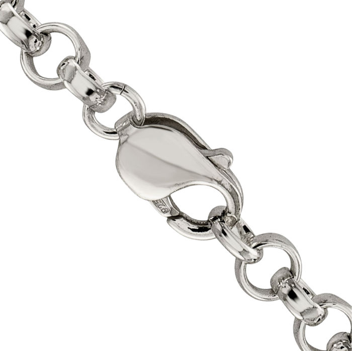 925 Sterling Silver 6.75mm Cable Rolo Link Chain Belcher Necklace