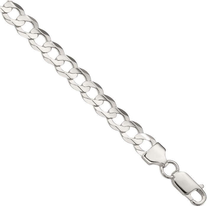 925 Sterling Silver 6.75mm Concave Curb Link Chain Bracelet