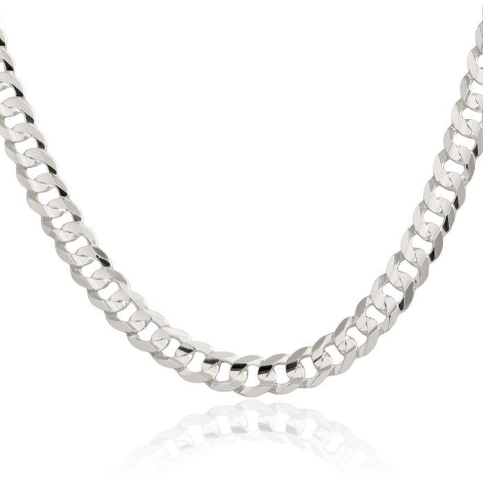 925 Sterling Silver 6.75mm Concave Curb Link Chain Necklace