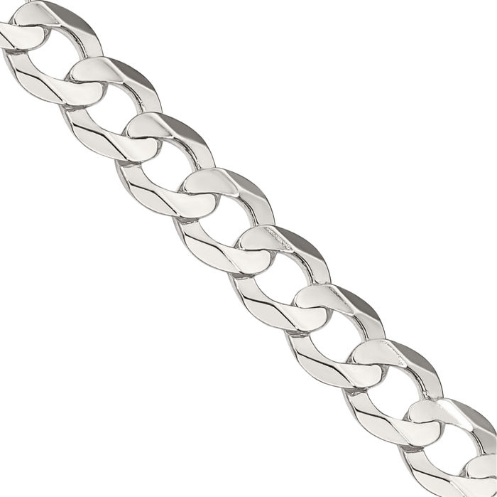 925 Sterling Silver 6.75mm Concave Curb Link Chain Necklace