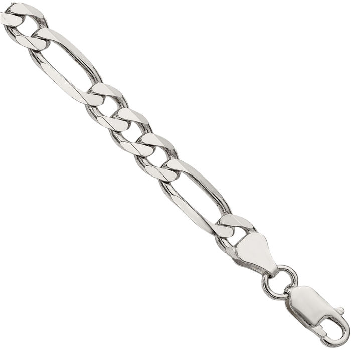 925 Sterling Silver 6.75mm Figaro Link Chain Bracelet