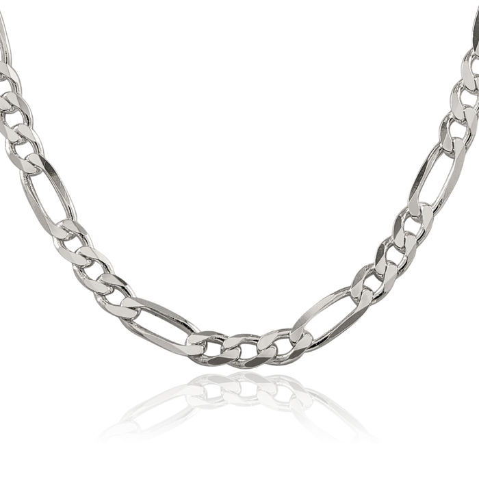 925 Sterling Silver 6.75mm Figaro Link Chain Necklace