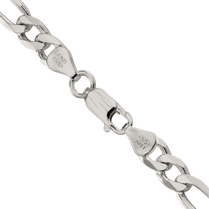 925 Sterling Silver 6.75mm Figaro Link Chain Necklace